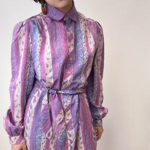 Vintage Paisley Long Sleeve Shirtdress